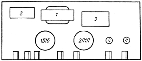 Расположение ламп и деталей на шасси радиоприемника 'Тула'