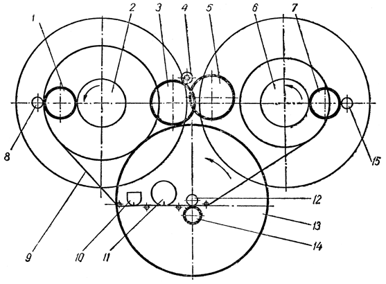 Кинематическая схема лентопротяжного механизма магнитофона 'Днiпро-12Н'
